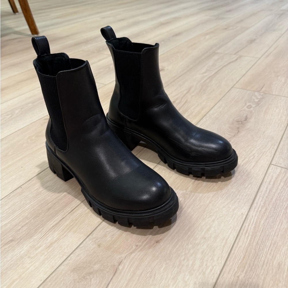 Steve Madden Black Chunky Ankle Boots